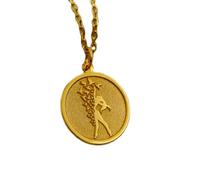 LKBEADS Collar de plata de ley 925 de 22 mm | Cadena de 45 cm | Charm de bailarina | Colgante de bailarina | Grabado gratuito | Baño de oro | L_01948