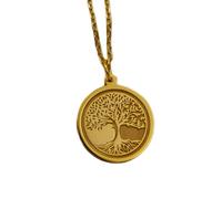 LKBEADS Collar de plata de ley 925 de 22 mm | Cadena de 45 cm | Colgante con árbol de la vida y raíces familiares | Joyería con símbolo celta | Amuleto espiritual | Joyería con baño de oro | L_01683