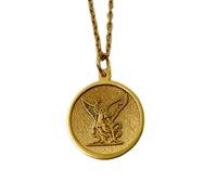 LKBEADS Collar de plata de ley 925 de 22 mm|cadena de 45 cm|colgante de arcángel Miguel - santo|joyería de protección espiritual|religiosa|amuleto hecho a mano|joyería chapada en oro|LK_PNK_01514