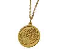 LKBEADS Collar de plata de ley 925 de 22 mm | Cadena de 45 cm | Colgante de fases lunares y ciclo lunar | Joyería celestial hecha a mano | Amuleto espiritual | Joyería con baño de oro | LK_PNK_01620