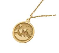 LKBEADS Collar de plata de ley 925 de 22 mm | Cadena de 45 cm | Colgante de montaña | Delicado amuleto natural | Mejores amigos | Viajes | Demir Uluer | Baño de oro | L_01865