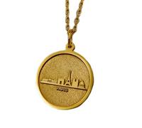 LKBEADS Collar de plata de ley 925 de 22 mm | Cadena de 45 cm | Colgante de París hecho a mano | Amuleto de viaje | Francia romántica | Joyería minimalista para ella | Baño de oro | LK_PNK_01573