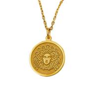 LKBEADS Collar de plata de ley 925 de 22 mm | Cadena de 45 cm | Colgante mítico de Medusa | Joyería griega antigua | Charm | Símbolo femenino poderoso | Joyería con baño de oro | L_01703