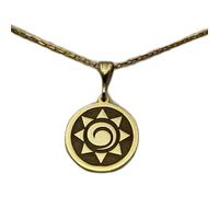 LKBEADS Collar de plata de ley 925 de 22 mm | cadena de 45 cm | collar de sol | dije celestial minimalista grabado hecho a mano para amantes del verano | joyería chapada en oro | LK_PNK_01709