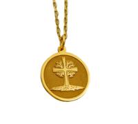 LKBEADS Collar de plata de ley 925 de 22 mm | Cadena de 45 cm | Cruz con colgante de fe cristiana | Joyería religiosa | Bautismo o confirmación para él o ella | Baño de oro | L_01942