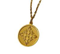 LKBEADS Collar de plata de ley 925 de 22 mm | Cadena de 45 cm | Cruz de Jerusalén - Colgante cristiano | Religioso | Joyería de Tierra Santa | Fe | Joyería con baño de oro | L_01581