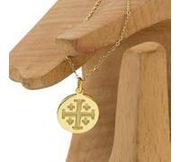 LKBEADS Collar de plata de ley 925 de 22 mm | Cadena de 45 cm | Cruz de Jerusalén - Colgante de protección cristiana | Joyería hecha a mano chapada en oro | LK_PNK_01801