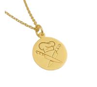 LKBEADS Collar de plata de ley 925 de 22 mm | Cadena de 45 cm | Gorro de chef - Colgante de joyería hecho a mano, amuleto culinario único para ella o sus amantes | Baño de oro | LK_PNK_01835