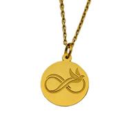 LKBEADS Collar de plata de ley 925 de 22 mm | Cadena de 45 cm | Infinito - Colgante de amor eterno hecho a mano | Símbolo de la eternidad, joyería para ella o para él | Baño de oro | LK_PNK_01796