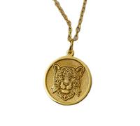 LKBEADS Collar de plata de ley 925 de 22 mm | Cadena de 45 cm | Leona: un colgante femenino y poderoso | Símbolo femenino | Amuleto | Idea de empoderamiento | Baño de oro | L_01652