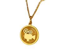 LKBEADS Collar de plata de ley 925 de 24 mm | Cadena de 45 cm | Cámara | Colgante de cámara vintage | Camarógrafo minimalista | Fotógrafo en miniatura | Cumpleaños | Baño de oro | L_01037