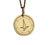 LKBEADS Collar de plata de ley 925 de 24 mm | Cadena de 45 cm | Colgante con el sigilo del arcángel Miguel | Amuleto de protección | Joyería de ángel de la guarda | Talismán | Baño de oro | 00674