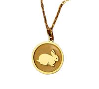 LKBEADS Collar de plata de ley 925 de 24 mm | Cadena de 45 cm | Colgante de conejito | Conejito | Charm de conejo | Colgante de mascota | Joyería de animales | Joyería con baño de oro | L_01348