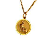 LKBEADS Collar de plata de ley 925 de 24 mm | Cadena de 45 cm | Colgante de conejito de origami | Conejito | Charm de conejito | Colgante de mascota | Animal | Cumpleaños | Baño de oro | L_01193