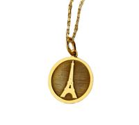 LKBEADS Collar de plata de ley 925 de 24 mm | Cadena de 45 cm | Colgante de joyería con diseño de viajero de la Torre Eiffel de París | Chapado en oro hecho a mano | LK_PNK_01352