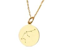 LKBEADS Collar de plata de ley 925 de 24 mm | Cadena de 45 cm | Colgante de la constelación celestial de Acuario, astrología, cumpleaños | Joyería hecha a mano chapada en oro | LK_PNK_01089
