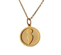 LKBEADS Collar de plata de ley 925 de 24 mm | Cadena de 45 cm | Colgante de punto y coma | Colgante de punto y coma | Salud mental | Amuleto de esperanza | Cumpleaños | Baño de oro | L_01333