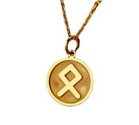 LKBEADS Collar de plata de ley 925 de 24 mm | Cadena de 45 cm | Colgante de raíces con amuleto de runa patria Othala para cumpleaños | Joyería hecha a mano chapada en oro | LK_PNK_01220