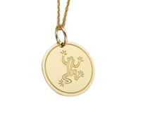 LKBEADS Collar de plata de ley 925 de 24 mm | Cadena de 45 cm | Colgante de rana con forma de moneda | Joyería delicada de rana | Dije de rana | Amante de las ranas arbóreas | Baño de oro | 00033