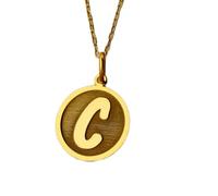 LKBEADS Collar de plata de ley 925 de 24 mm|Cadena de 45 cm|Collar con inicial|Collar con letra C lateral|Colgante con nombre|Joyería|Día de la Madre|Joyería hecha a mano con baño de oro|LK_PNK_01475