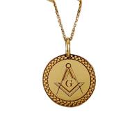 LKBEADS Collar de plata de ley 925 de 24 mm | cadena de 45 cm | collar masónico | colgante en capas | dije | grabado masónico | joyería | joyería hecha a mano chapada en oro | LK_PNK_01908