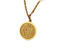 LKBEADS Collar de plata de ley 925 de 24 mm | Cadena de 45 cm | Healing H& | Colgante Healing H& | Colgante con símbolo Healing H& | Hopi H& | Cumpleaños | Baño de oro | L_01362