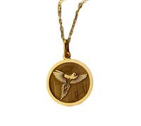 LKBEADS Collar de plata de ley 925 de 24 mm | Cadena de 45 cm | Loro | Cacatúa | Guacamayo | Colgante de pájaro | Colgante de loro cacatúa | Baño de oro | L_01218