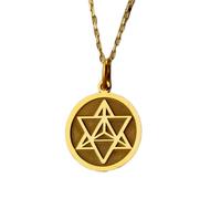 LKBEADS Collar de plata de ley 925 de 24 mm | Cadena de 45 cm | Merkaba | Colgante de Merkaba | Estrella de Merkaba | Meditación | Símbolo de Poder de Merkaba | Para mujer | Baño de oro | L_01093