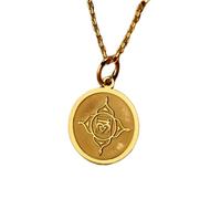 LKBEADS Collar de plata de ley 925 de 24 mm | Cadena de 45 cm | Muladhara | Colgante Muladhara | Chakra Muladhara | Colgante Chakra Raíz | Yoga | Cumpleaños | Baño de oro | L_01216