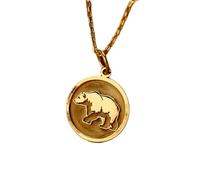 LKBEADS Collar de plata de ley 925 de 24 mm | Cadena de 45 cm | Oso | Colgante de mamá osa | Joyería con dije de oso | Familia | Disco delicado para mamá | Joyería con baño de oro | L_01078