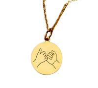LKBEADS Collar de plata de ley 925 de 24 mm | Cadena de 45 cm | Promesa de meñique | Pareja | Disco para capas | Para mejor amiga | Cumpleaños | Joyería chapada en oro | L_01140