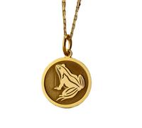 LKBEADS Collar de plata de ley 925 de 24 mm | Cadena de 45 cm | Rana | Colgante de rana personalizado | Disco de rana | Rana | Mujer | Joyas con baño de oro | L_01324