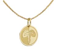 LKBEADS Collar de plata de ley 925 de 24 mm (cadena de 45 cm) | Yin Yang | Colgante con grabado de personas | Joyería Yin Yang | Yoga | Amuleto de moneda Yin Yang | Joyería chapada en oro | 00002