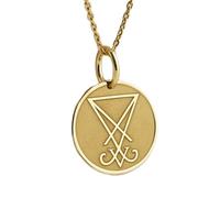 LKBEADS Collar de plata de ley 925 de 24 mm|Collar con el sigilo de Lucifer|Joyería ocultista|Talismán gótico|Amuleto místico grabado|Para seres queridos|Joyería artesanal bañada en oro|LK_PNK_00646