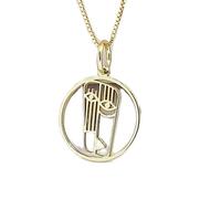 LKBEADS Collar de plata de ley 925 de 26 mm | Cadena de 45 cm | Colgante con silueta de disco y cara | Joyas con cara abstracta | Charm de silueta | Colgante con silueta de cara | Baño de oro | 00073