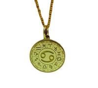 LKBEADS Collar de plata de ley 925 de 26 mm | Cadena de 45 cm | Colgante de Cáncer | Joyas del signo del zodíaco Cáncer | Zodiaco astrológico | Baño de oro | 00540