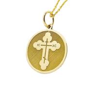 LKBEADS Collar de plata de ley 925 de 26 mm | Cadena de 45 cm | Colgante de cruz | Joyería con cruz religiosa | Colgante de cruz delicado | Joyería unisex con cruz | Charm | Baño de oro | 00764