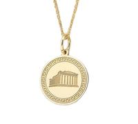 LKBEADS Collar de plata de ley 925 de 26 mm|Cadena de 45 cm|Collar del Partenón y la Acrópolis|Colgante de Atenas|Joyería griega antigua|Templo|Dije|Joyería artesanal bañada en oro|LK_PNK_00090