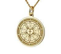 LKBEADS Collar de plata de ley 925 de 28 mm (cadena de 45 cm) | Colgante de cruz luterana de Luther Rose | Joyería luterana | Cristiana | Amuleto de moneda de primera comunión | Baño de oro | 00725