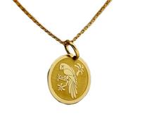 LKBEADS Collar de plata de ley 925 de 28 mm | Cadena de 45 cm | Colgante de loro chapado | Joyería de loro | Dije de loro | Colgante de guacamayo | Pájaro chapado en oro | 00220