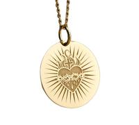 LKBEADS Collar de plata de ley 925 de 28 mm | Cadena de 45 cm | Colgante del Sagrado Corazón de María | Dije del Sagrado Corazón de Jesús | Joyería cristiana | Ortodoxa | Baño de oro | 00755