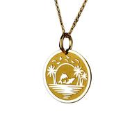 LKBEADS Collar de plata de ley 925 de 28 mm | Cadena de 45 cm | Collar de isla hawaiana | Colgante aloha | Joyería samoana de Maui | Dije | Joyería artesanal bañada en oro | LK_PNK_00614