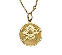 LKBEADS Collar de plata de ley 925 de 28 mm | Cadena de 45 cm | Pirata | Medallón bucanero grabado | Joyería náutica | Marítimo | Charm marinero | Joyería con baño de oro | 00832