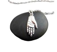 LKBEADS Collar de plata de ley 925 para mano izquierda, pequeño y delicado colgante con símbolo de cariño y amistad, amuleto artesanal de joyería | Con cadena de 45 cm | Chapado en plata | L_PN_0510