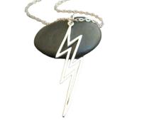 LKBEADS Collar de rayo de plata de ley 925, colgante caprichoso con forma de rayo, idea única, regalo de joyería simple y divertido | con cadena de 45 cm | chapado en plata | LK_PNK_02686