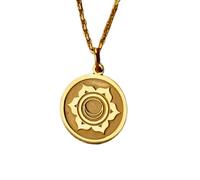 LKBEADS Collar Exclusivo de Plata de Ley ley 925 24 mm | Cadena 45 cm | Chakra sacro | Colgante Elegante | con símbolo | Yoga | Cumpleaños | Baño Baño de Oro | L_01181