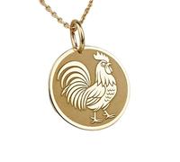 LKBEADS Collar Exclusivo de Plata de Ley ley 925 24 mm (cadena 45 cm) | Joyas del horóscopo gallo | Amuleto zodiaco chino | año | animal espiritual | Esposa | Baño Baño de Oro | 00697