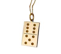 LKBEADS Collar Exclusivo de Plata de Ley ley 925 24 x 16 mm | Cadena 45 cm | Colgante Elegante ficha dominó | Charm juego | delicado | Joyería de Lujo | con baño Baño de Oro | L_02063