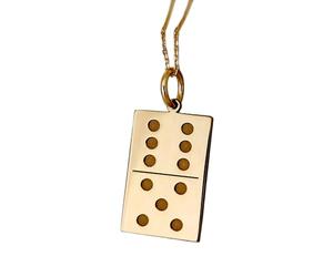 LKBEADS Collar Exclusivo de Plata de Ley ley 925 24 x 16 mm | Cadena 45 cm | Colgante Elegante ficha dominó | Charm juego | delicado | Joyería de Lujo | con baño Baño de Oro | L_02063