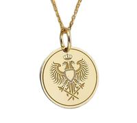 LKBEADS Collar Exclusivo de Plata de Ley ley 925 26 mm | Cadena 45 cm | Escudo familiar | Colgante Elegante con armas grabado | Joyería de Lujo | baño Baño de Oro | 00102